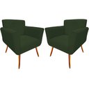 Ver imagem 1 de Kit 2 Poltronas Decorativa Sabrina Suede Verde Pés Madeira Ms Decor