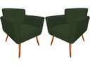 Ver imagem 1 de Kit 2 Poltronas Decorativa Sabrina Suede Verde Pés Madeira Ms Decor