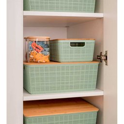 Caixa Organizadora 4 Litros Verde Salvia com Tampa de Bambu - 5