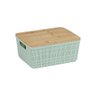 Caixa Organizadora 4 Litros Verde Salvia com Tampa de Bambu - 1