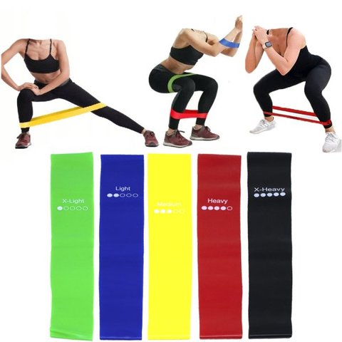 MINI BAND KIT COM 5 ELASTICOS EXERCICIO ACADEMIA TREINO CASA