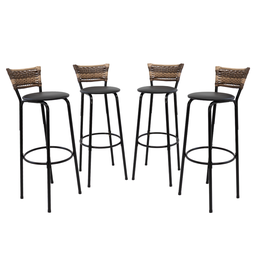 Kit 4 Banquetas 80cm para Balcão Ilha Bancada Área Gourmet Encosto em Junco Banco Itagold - 1