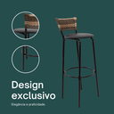 Ver imagem 5 de Kit 4 Banquetas 80cm para Balcão Ilha Bancada Área Gourmet Encosto em Junco Banco Itagold