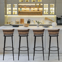 Ver imagem 2 de Kit 4 Banquetas 80cm para Balcão Ilha Bancada Área Gourmet Encosto em Junco Banco Itagold