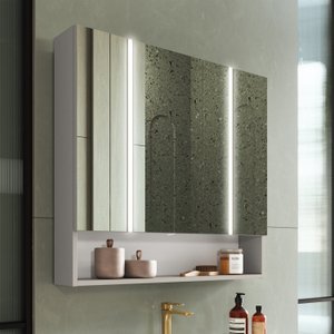 Espelheira para Banheiro com Led 2 Portas Yescasa