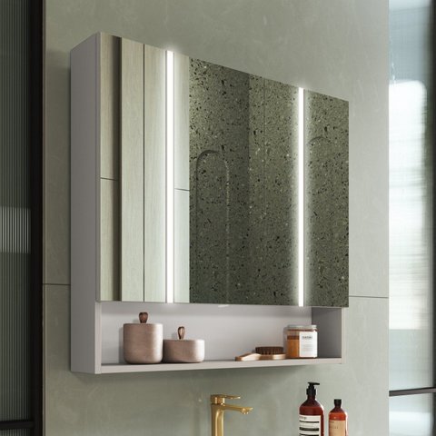 Espelheira para Banheiro com Led 2 Portas Yescasa