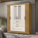 Ver imagem 1 de Guarda Roupa Roupeiro Malta 7 Portas 2 Gavetas com Espelho Freijó Off White Moval