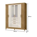 Ver imagem 2 de Guarda Roupa Roupeiro Malta 7 Portas 2 Gavetas com Espelho Freijó Off White Moval