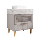 Ver imagem 2 de Gabinete para Banheiro 70cm com 1 Porta 1 Gaveta e Cuba de Sobrepor Bariloche Cinza/Platina