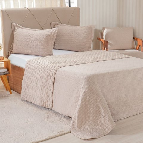 Kit Colcha Casal Santorini New 220x240cm Biscuit