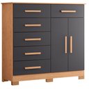 Ver imagem 5 de Guarda Roupa Casal New Fusion 10 Portas e Cômoda Xangai Freijo Titanium - Móveis Albatroz
