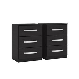 Kit 2 Mesas de Cabeceira 3 Gavetas Domus - Preto - 1