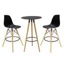Ver imagem 1 de Conjunto Mesa Alta Redonda Bistro + 2 Banquetas Altas Charles Eames Eiffel Preta Preto
