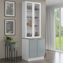 Ver imagem 2 de Kit Balcão + Cristaleira 70cm Branco/cinza Lux Madesa 01