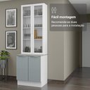 Ver imagem 7 de Kit Balcão + Cristaleira 70cm Branco/cinza Lux Madesa 01