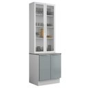 Ver imagem 3 de Kit Balcão + Cristaleira 70cm Branco/cinza Lux Madesa 01