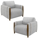 Ver imagem 1 de Kit 2 Poltronas Decorativas Pés Madeira Maceió Veludo Cinza - Gran Belo