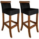 Ver imagem 1 de Jogo com 2 Cadeira para Bancada Banco Alto de Madeira Bar Valios Banqueta Alta Creta