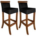 Ver imagem 1 de Jogo com 2 Cadeira para Bancada Banco Alto de Madeira Bar Valios Banqueta Alta Creta