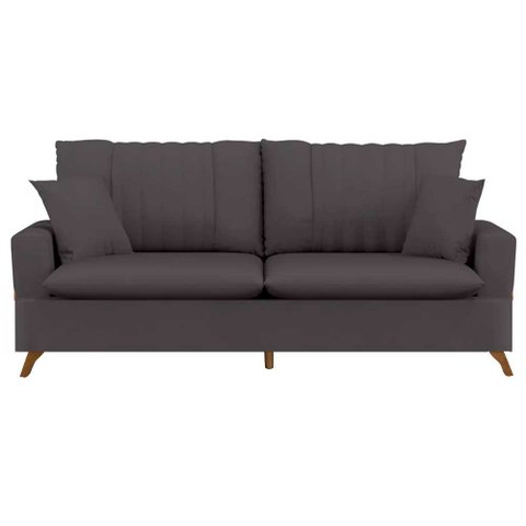 Sofá 160cm 2 Lugares com Almofadas Pés Curvos Veras Suede D05 Cinza - Mpozenato