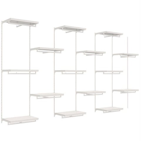 Conjunto Estante Cremalheira Comac 6 Estantes 15 Prateleiras 370x200 cm Branco