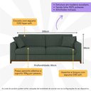 Ver imagem 3 de Sofá 3 Lugares com 2 Almofadas Inclusas Multimóveis Cr45240
