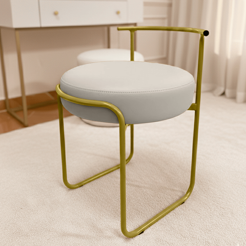 Banqueta Puff Penteadeira Maquiagem Base de Ferro Corino:off-white