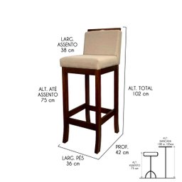 Kit 5 Banquetas Alta para Cozinha Americana Turim Madeira Castanho Linho Bege Ccs - 3