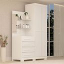 Ver imagem 1 de Guarda-roupa Solteiro Melissa 2 Portas 4 Gavetas com Espelho 100% Mdf Flex Branco - Acp Móveis
