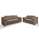 Ver imagem 1 de Conjunto Sofá Ibiza 2 e 3 L Veludo Fixo Almofadado Premium Avelã