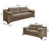 Conjunto Sofá Ibiza 2 e 3 L Veludo Fixo Almofadado Premium Avelã - 8