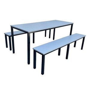 Mesa e Banco para Refeitório para 8 Lugares Rossi Cinza