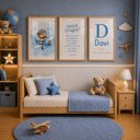 Ver imagem 2 de Kit Quadro Decorativo Infantil Ursinho Avião:30x45/Moldura Mel Vidro Acrílico