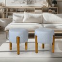 Ver imagem 2 de Kit com 2 Puff Luxo Redondo com Pés de Madeira Conforto e Sofisticação - Cinza