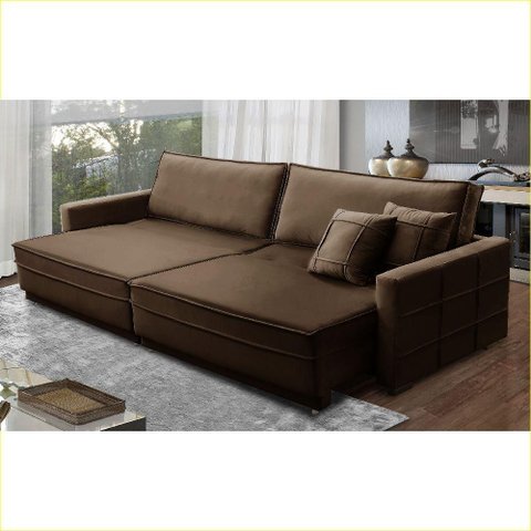 Sofá Cama Retrátil e Reclinável 2,10m com Molas Karina Veludo Rover & Beato
