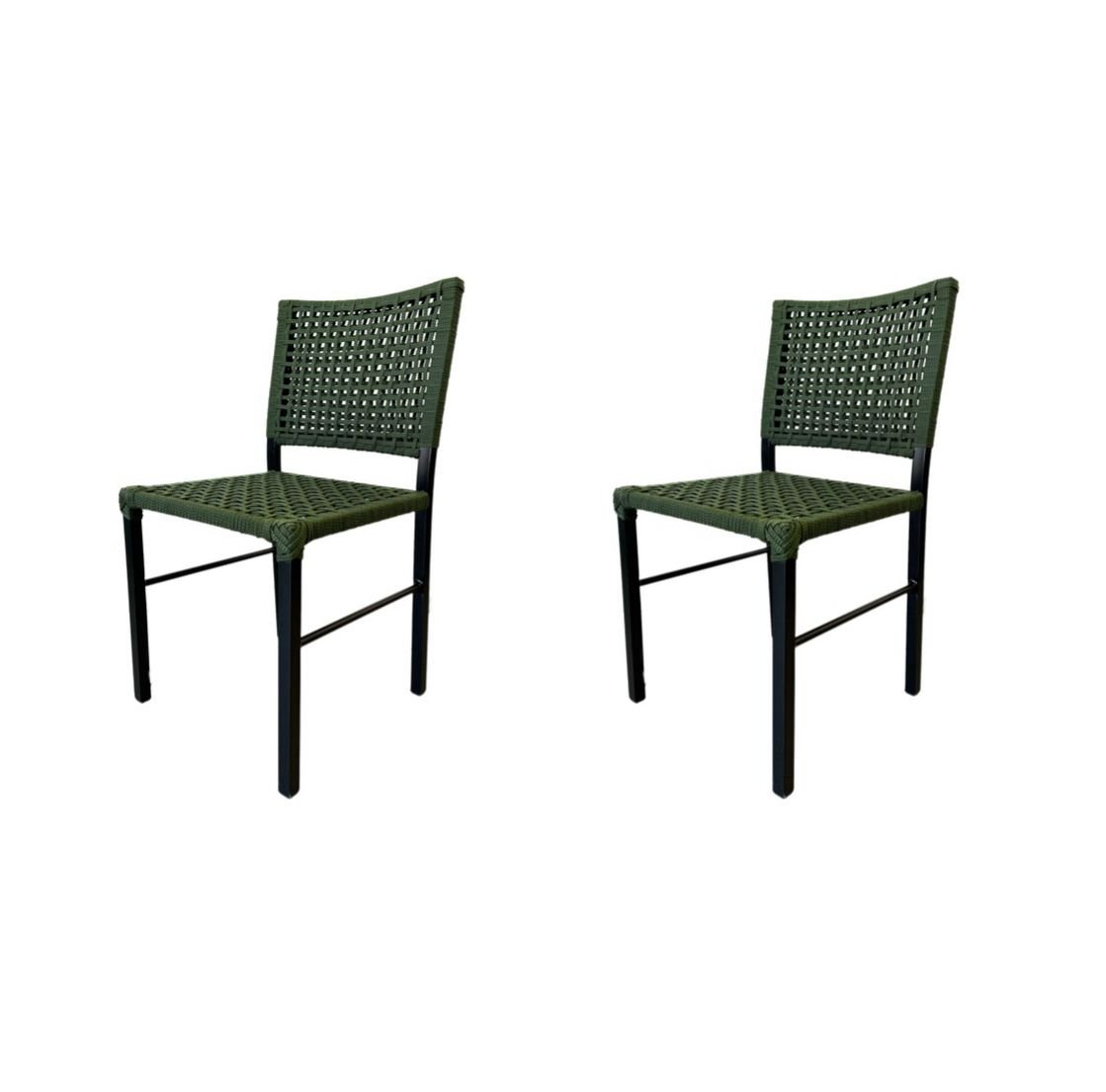 Kit 2 Cadeiras Camila Corda Náutica e Alumínio Verde - 1