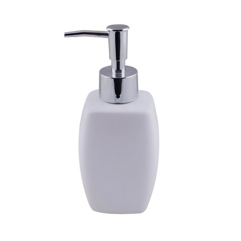 Porta Sabonete Líquido Porcelana Branco Bico Dosador Cromado 290ml - Tuut