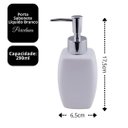 Ver imagem 3 de Porta Sabonete Líquido Porcelana Branco Bico Dosador Cromado 290ml - Tuut