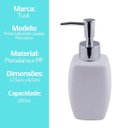 Ver mais imagens de Porta Sabonete Líquido Porcelana Branco Bico Dosador Cromado 290ml - Tuut