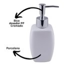 Ver imagem 4 de Porta Sabonete Líquido Porcelana Branco Bico Dosador Cromado 290ml - Tuut