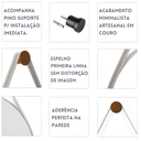 Ver imagem 3 de Espelho Decorativo Sala Alça Em Couro 60cm + Suporte Pino:Gelo