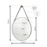 Espelho Decorativo Sala Alça Em Couro 60cm + Suporte Pino:Gelo - 2