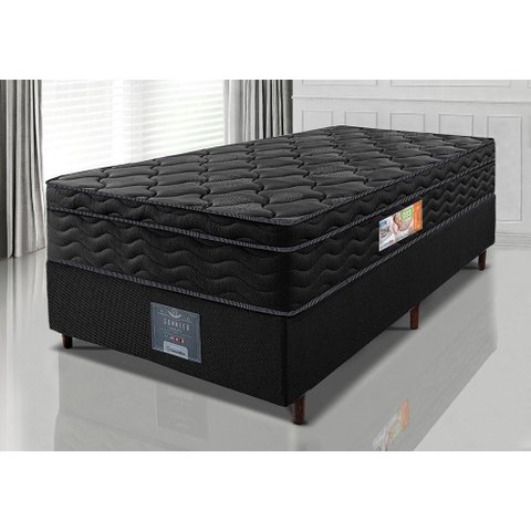 Cama Box Solteiro Colchão Ortofirm Black + Box 88x188x67 One Face Espuma D33 Preto