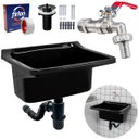 Ver imagem 1 de Tanque de Plástico 22l para Lavanderia Preto + Sifão Copo Universal Sanfonado + Fita Veda Rosca + To