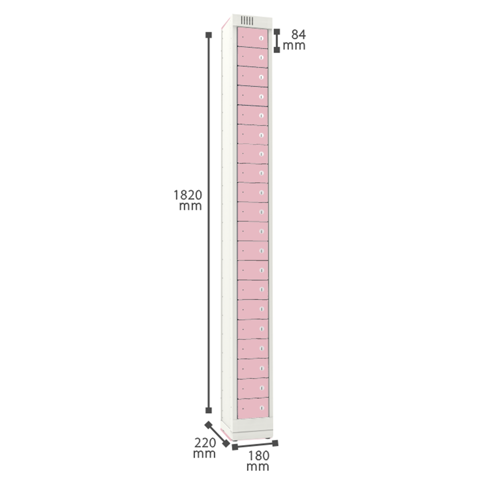 Armário de Aço 20 Portas para Pequenos Volumes - Nk 1708 Nilko Armários Rosa Flox Chave Padrão - 4