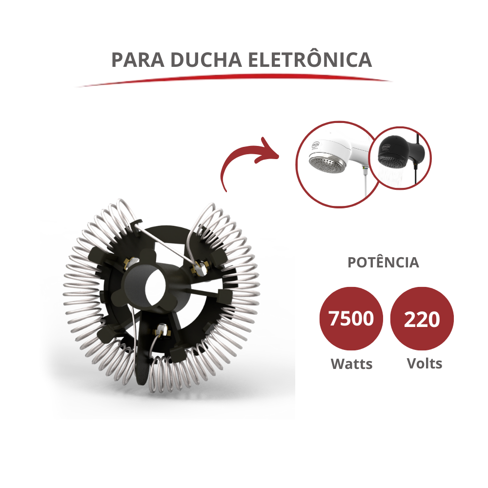 Resistência para Ducha Eletrônica Nova 7500w / 220v Durín - 2