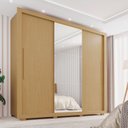 Ver imagem 1 de Guarda-Roupa Casal 3 Portas com Espelho Central 4 Gavetas com Pés Costa Rica Marrom Jequitibá