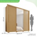 Ver imagem 4 de Guarda-Roupa Casal 3 Portas com Espelho Central 4 Gavetas com Pés Costa Rica Marrom Jequitibá