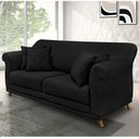 Ver imagem 2 de Sofá 3 Lugares Pé de Madeira Julieta 220 Cm Suede Preto S04 - D'Rossi