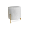 Ver imagem 1 de Puff Redondo Decorativo Suede com Pé de Metal Epóxi Dourado - off white